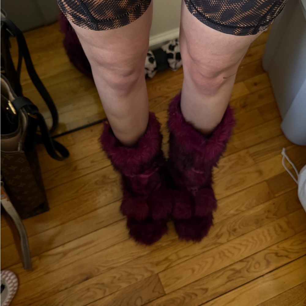 Plush Faux Fur Boots in Rich Magenta